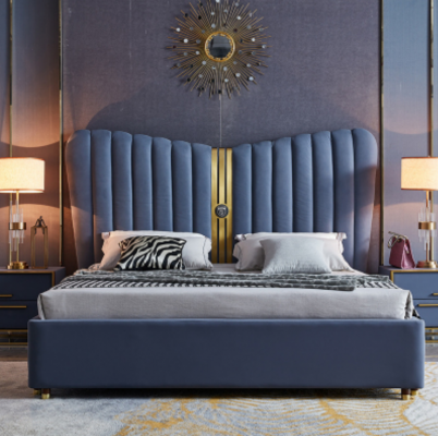 Bedden stoffering design luxe houten tweepersoonsbedden slaapkamer hotel meubels nieuw