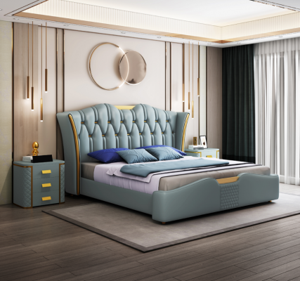 Bedden Bedden Dubbel Hotel Luxe Roestvrij staal Moderne Designer Slaapkamer
