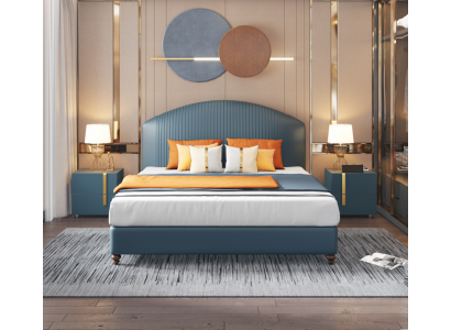 Bed Slaapkamer Luxe Tweepersoonsbed Blauw Modern Ontwerp Bedden Hotel