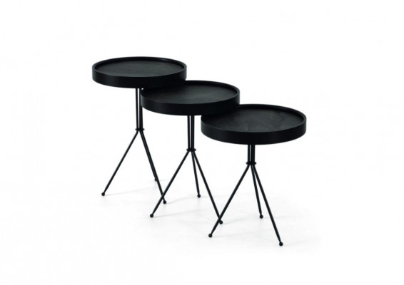 Modern zwart bijzettafelset 3x luxe woonkamertafels