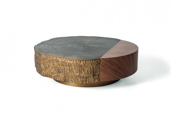 Salontafel Bijzettafel Designer Tafel Rond Bruin Woonkamertafel