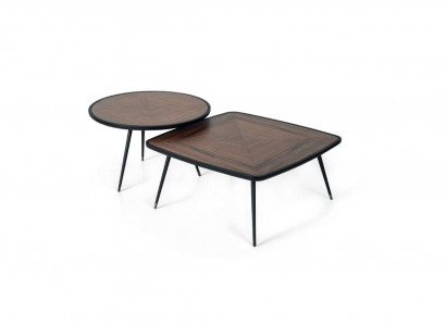 Designer salontafel set 2x woonkamer hout Moderne luxe tafels 2-delig