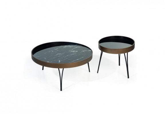 Ontwerper Salontafel Modern Set Luxe 2x Tafels Ronde Bijzettafels 2-delig
