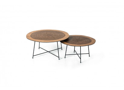 Salontafel hout bruin Bijzettafel Designer woonkamertafel Tafels 2x Tafel.