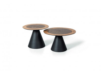 Luxe Dubbele Set 2x Salontafel Houten stijl Woonkamer meubels Zwarte tafel