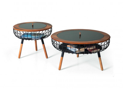 Luxe salontafel ontwerp koffietafel woonkamertafel set 2x bruin 2-delig.