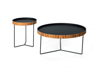 Salontafel Set 2x Zwarte meubeltafel Woonkamer Luxe Ronde tafels