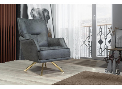 Grijze eenzits Exclusieve fauteuil Loungeclub 1-zits Luxe eenzits