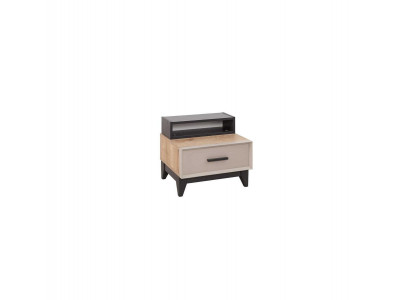 Kinderkamer nachtkastje moderne nachtkosolen consoles hout bruine tafel.