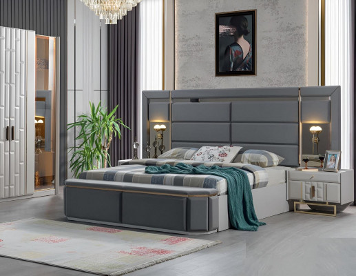 Slaapkamer Complete Bed 2x Nachttafels Nieuwe Luxe Meubelset Inrichting