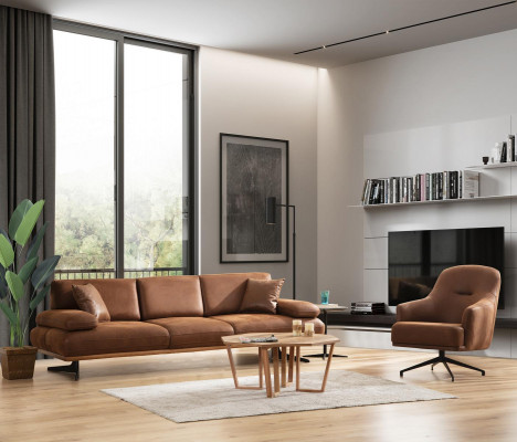Woonkamerset 2-dlg Modern Vierzitsbankbank Luxe Fauteuil Bankstel