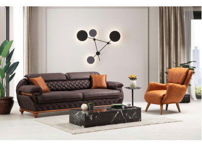 Modern Compleet woonkamerset Fauteuil Bank Bank Beklede Stoel Zits Driepersoons