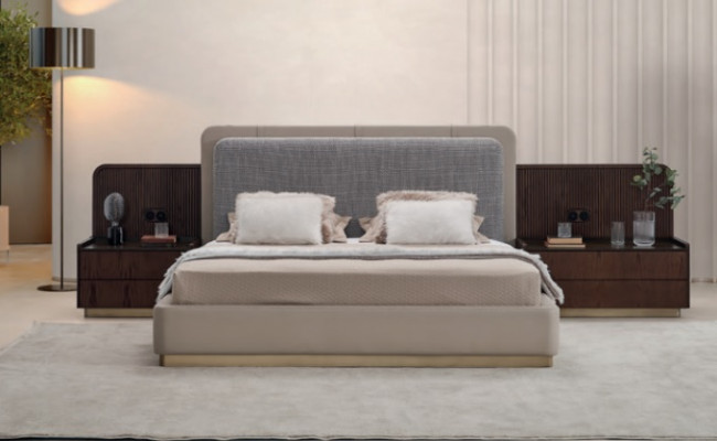 Slaapkamer Beige Bed Hout Modern Ontwerpen 180x200 Design Bedden Meubels