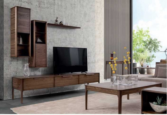 Woonkamerset met wandmeubel, plank en tv-standaard in moderne ontwerpen Wohnwand