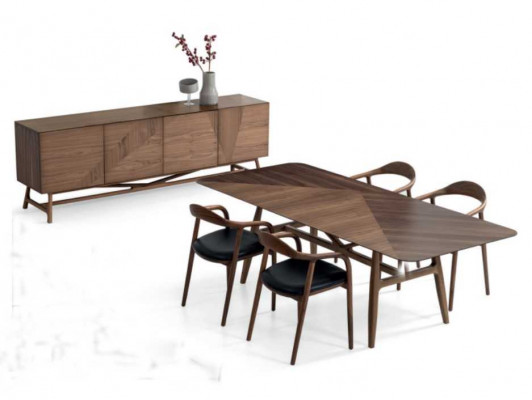 Modern 6-delige eetkamerset tafel 4x stoelen met dressoir eetkamergroep