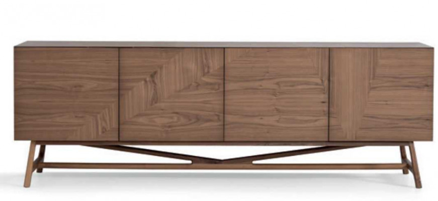 Modern 6-delige eetkamerset tafel 4x stoelen met dressoir eetkamergroep