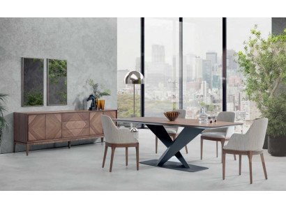 Luxe set voor eetkamer 5-delig tafel 4x stoelen met dressoir Tafels hout