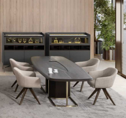 Houten luxe eetkamer set moderne eettafel 4x stoelen met dressoir meubels