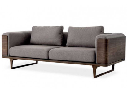 Luxe bankstel in de kleur grijs voor de woonkamer, gestoffeerd in textiel, driezitsbank van 225x90.