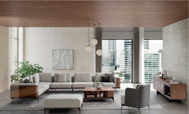 Woonkamer hoekbank L-vorm Hout Modern met luxueus ontwerp Hoekbank