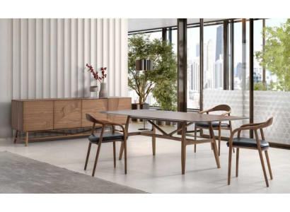 Luxe set eetkamer 6-delig eetset eetgroep set tafel 4x stoelen met dressoir