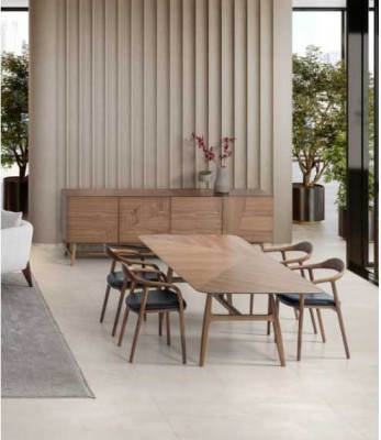 Luxe set eetkamer 6-delig eetset eetgroep set tafel 4x stoelen met dressoir