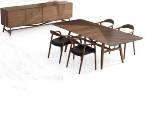 Luxe set eetkamer 6-delig eetset eetgroep set tafel 4x stoelen met dressoir