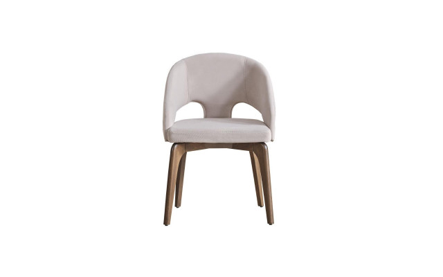 Witte eetkamerstoel Stijlvolle fauteuil Gestoffeerde stoelen Moderne houten poten