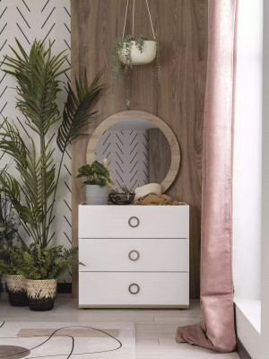 Groep dressoir met spiegel, dressoir van wit hout, slaapkamer kast set.