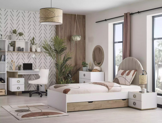 Bedframe kinderbed kindermeubels kinderkamer bed hout wit modern
