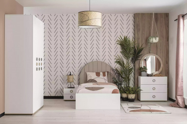 Kinderkamer Compleet Bedframe Kindermeubels Bed Hout Wit Set 5-delig