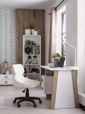 Garnituur Kinderkamerschrijftafel Set 2dlg Rek Computer Hout Wit