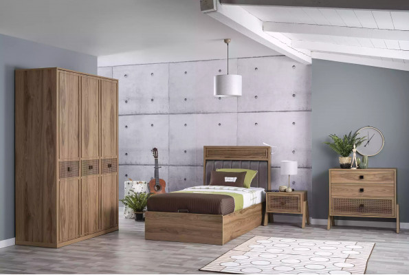 Bed met opbergruimte onder het bedframe Kinderbed Jeugdbed Bruin Hout Luxe