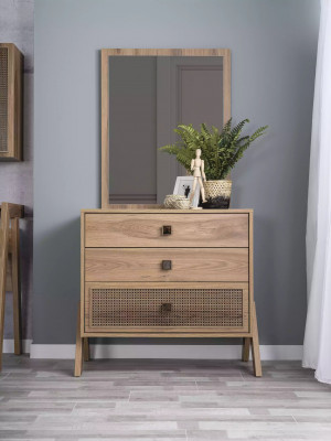 Complete commode met spiegel hout bruin 2-delig kinderkamerkast