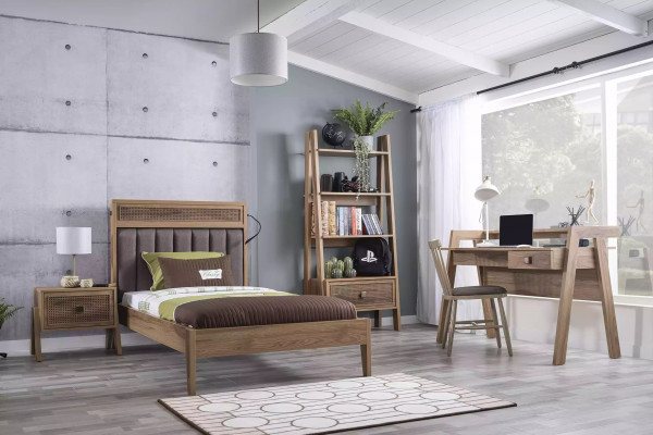 Bedframe Kindermöbel Bed Hout Bruin Eenpersoonsbed 100 cm Klassiek