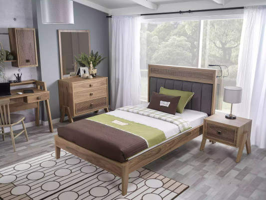 Kindermeubels Compleet kinderbed kinderkamer bed hout bruin set 4-delig
