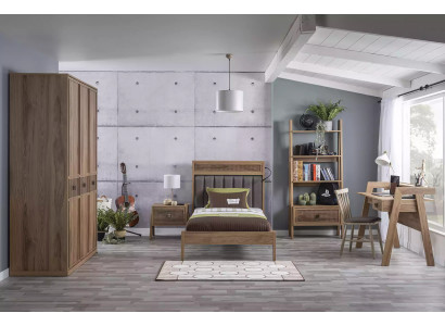 Houten bed Complete slaapkamermeubels Jeugdbed Bed Bruin Set 5-delig