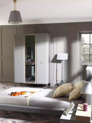Kledingkast Kast Houten kast Slaapkamer Meubels Hout Grijs Luxe