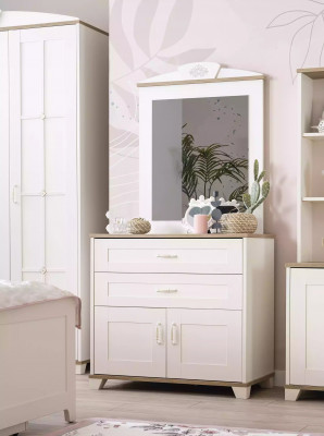 Garnituur Slaapkamer Kledingkast Set 3-delig Ladenkast Hout Wit