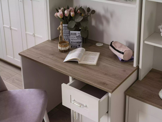 Computertafel Bureau Kinderbureau Hout Boekenkast Wit