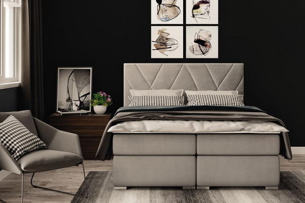 Luxe slaapkamer bed stoffen ontwerp tweepersoonsbed meubel boxspringbed