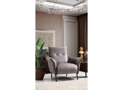 Ontwerper fauteuil Woonkamer meubels Modern luxe fauteuil Grijs gestoffeerd textiel