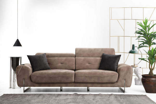 Set van 2 stuks woonkamerbankstel Driepersoonsbank Moderne bank Textielen fauteuil