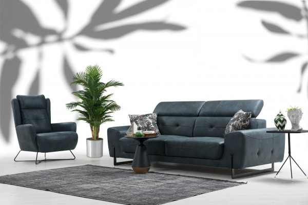 Sofa set 2-delige driezitter bank woonkamer design fauteuil textiel meubels
