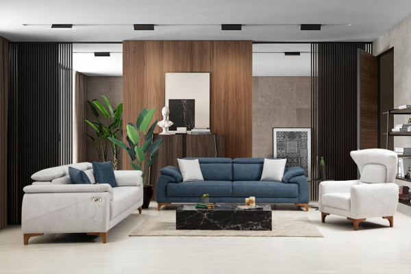 Woonkamerset Moderne Luxe Bankstel 3-delige Beklede Meubels Textiel Nieuw.
