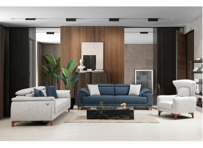 Woonkamerset Moderne Luxe Bankstel 3-delige Beklede Meubels Textiel Nieuw.