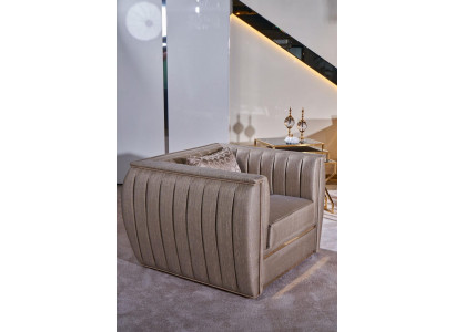 Fauteuil Design Woonkamer Bekleding Hout Modern Luxe Nieuw Kleur beige