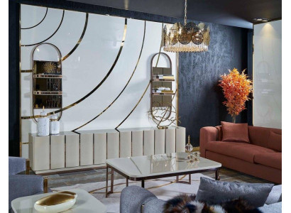 Luxe meubilair woonkamer dressoir hout met metaal nieuw beige stijl modern