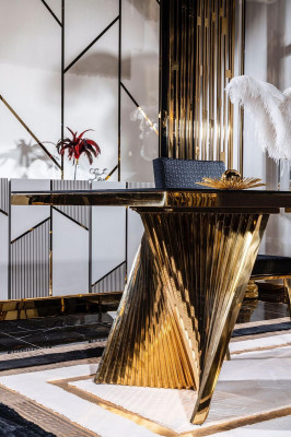 Eetkamer set stoelen eettafel dressoir tafels 6-delig roestvrij staal goud
