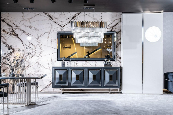 Dressoir Spiegel Woonkamer grijs Ladenkast Hout Metaal Stijl Modern Kast